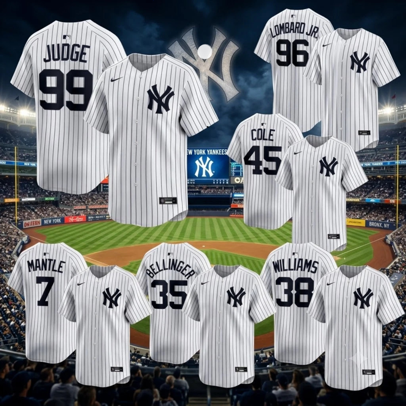 BIG SALE Men\'s New York Yankees White Home Player Jersey For Fan Gift All Size