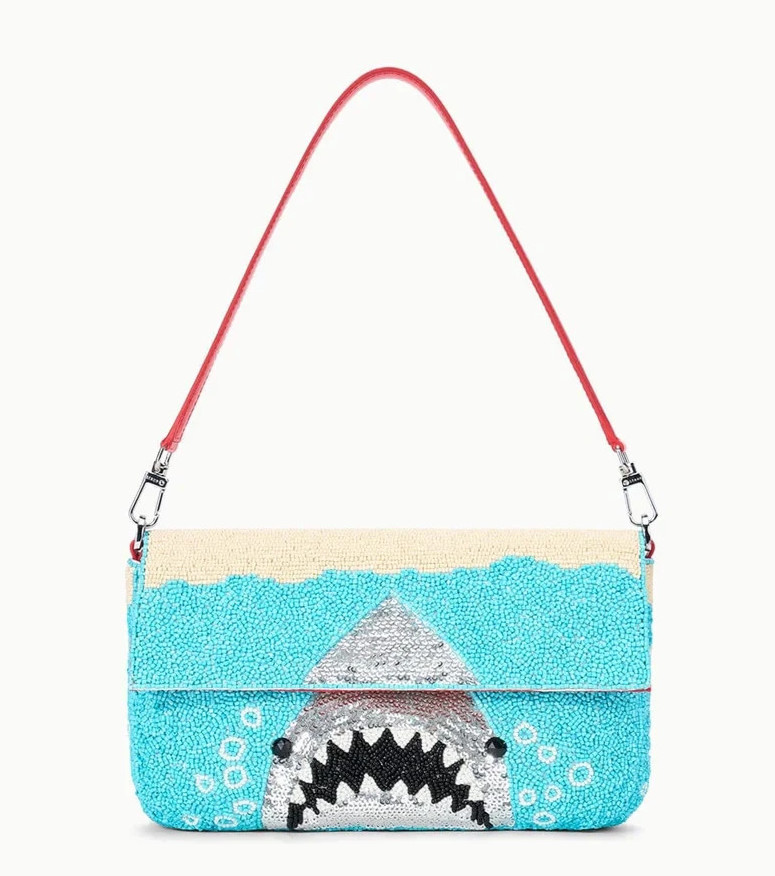 🧡NWT*Staud Timmy Beaded Shoulder Bag Great White Hand-Beaded MSRP$375 Fast Ship
