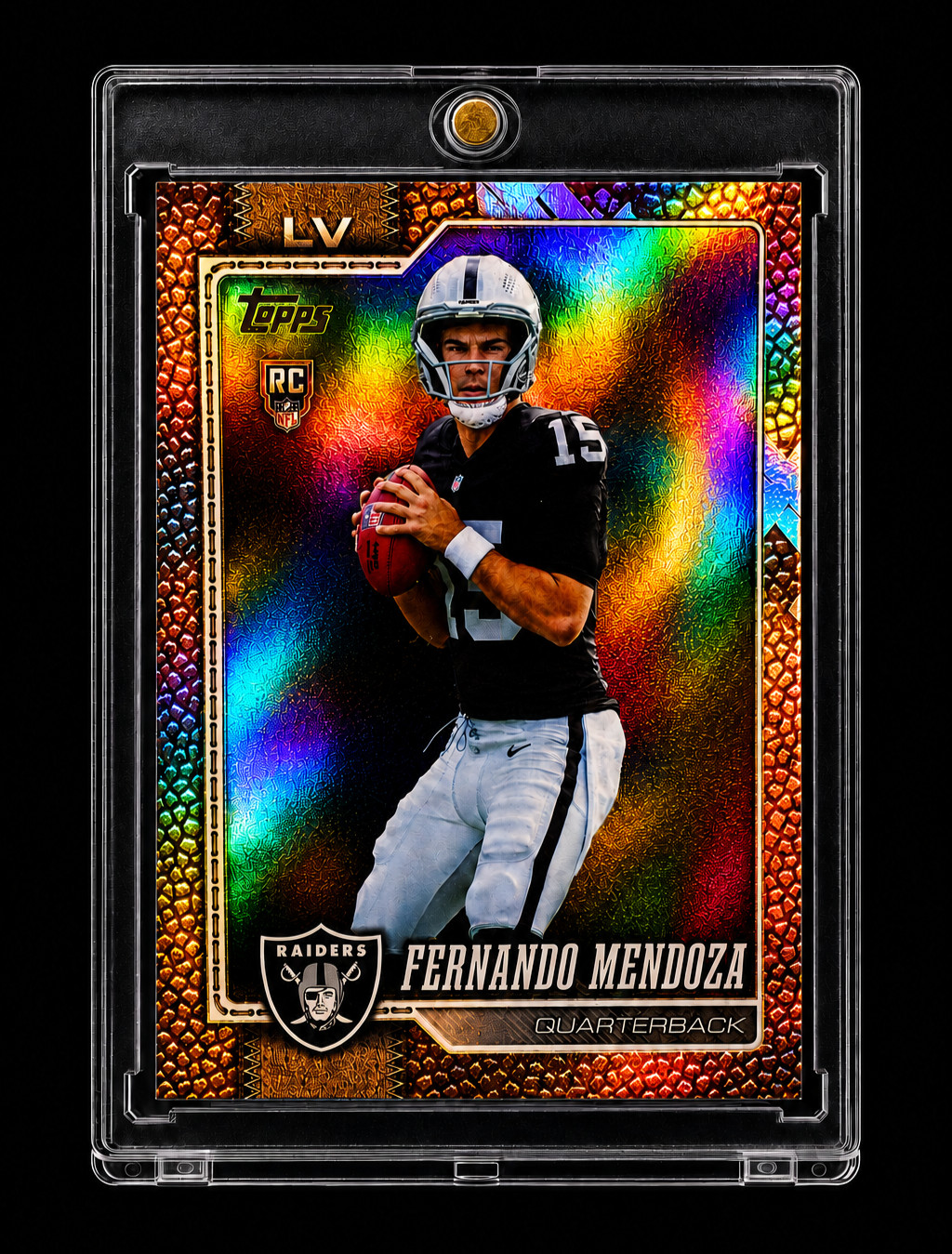 FERNANDO MENDOZA ROOKIE BROWN LEATHER REFRACTOR RARE Foil Topps 2026 RAIDERS