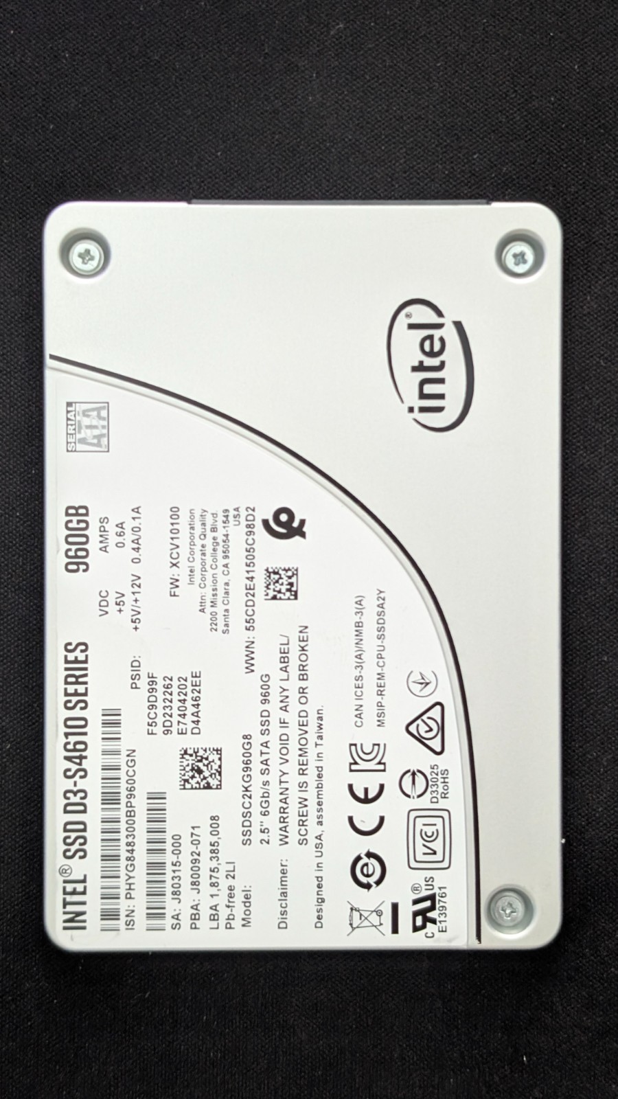Intel SSD D3-S4610 960 GB 2.5\ Intel SSD D3-S4610 960 GB 2.5\