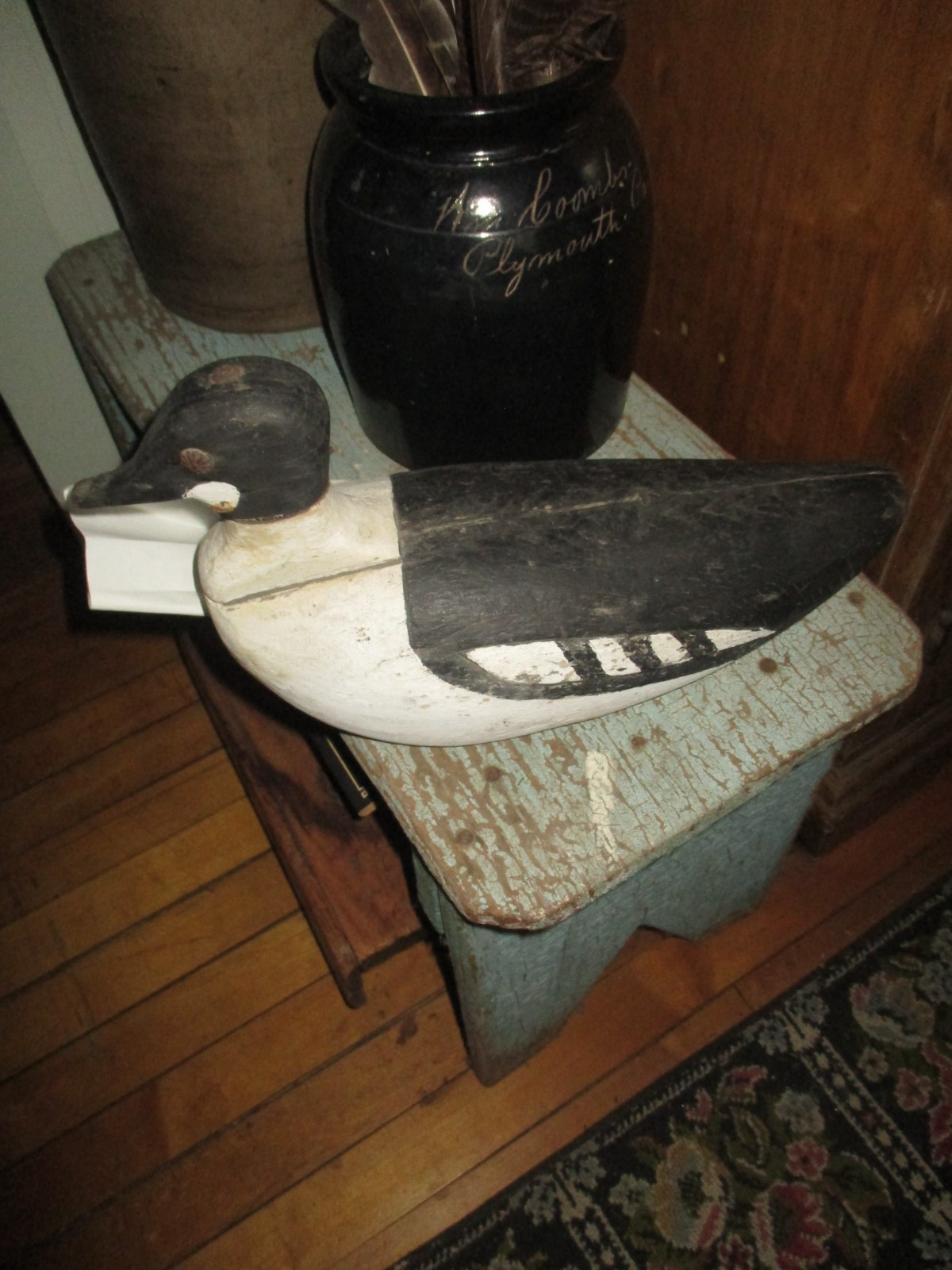 Antique Primitive 1915 Orrin Wallace Carved Hunting Decoy Waldoboro ME History Antique Primitive 1915 Orrin Wallace Carved Hunting Decoy Waldoboro ME History