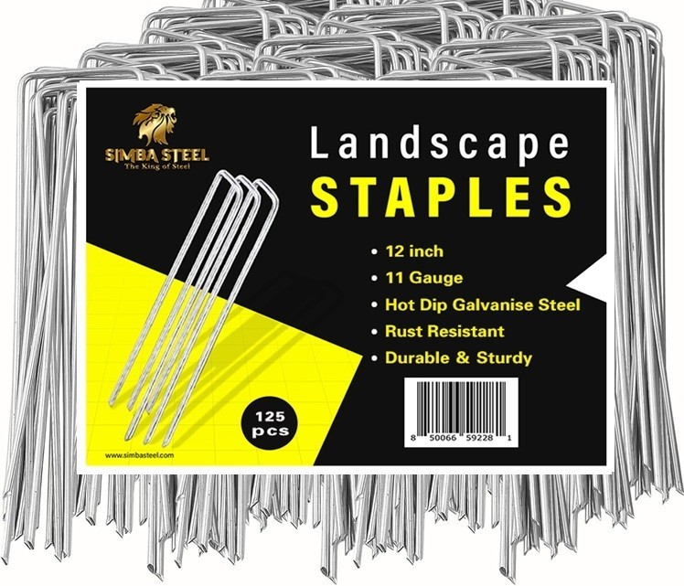Landscape Staples 12 Inch 250 pcs 11 Gauge Galvanized Heavy Duty Sod Pins Stakes