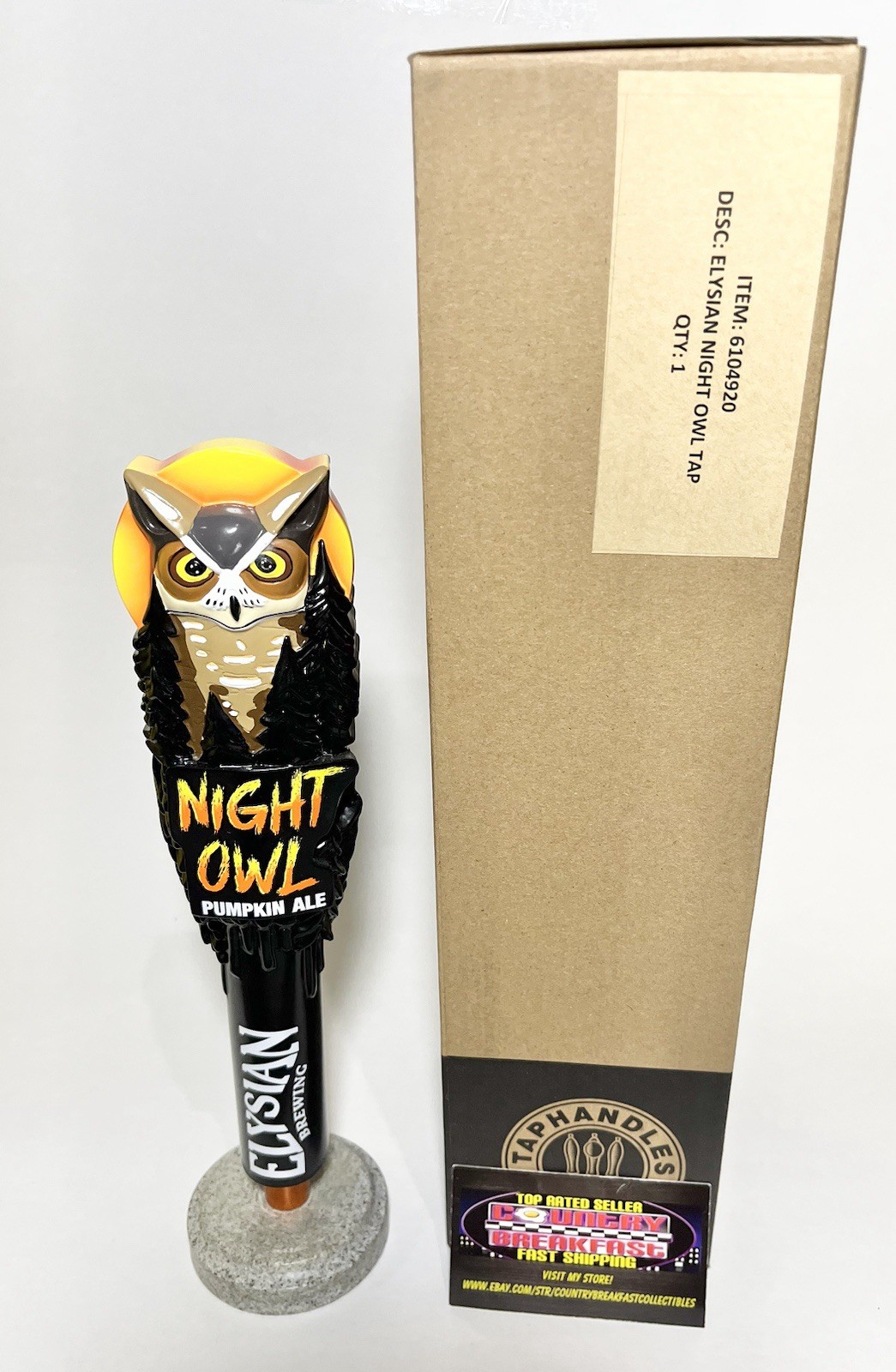 Elysian Brewing Night Owl Pumpkin Ale Beer Tap Handle 11” Tall Brand New In Box Elysian Brewing Night Owl Pumpkin Ale Beer Tap Handle 11” Tall Brand New In Box