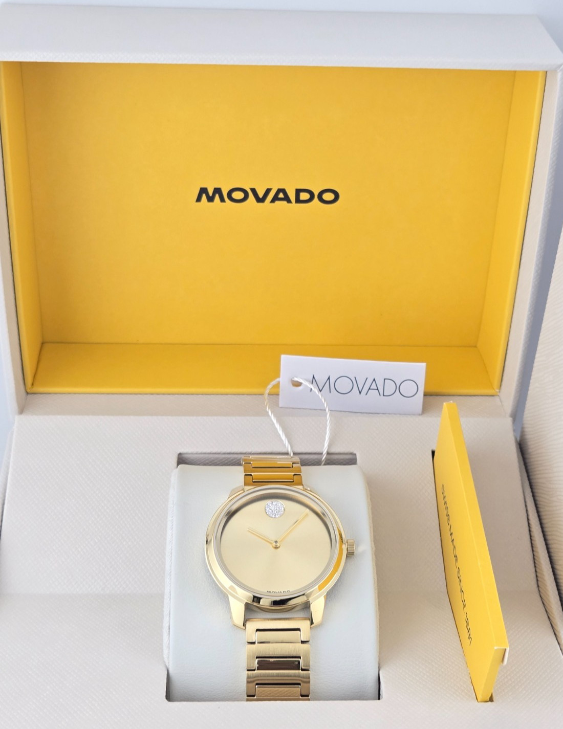 Movado Bold Women's Gold Dial Gold Tone Watch - 3601318 ($750 MSRP)