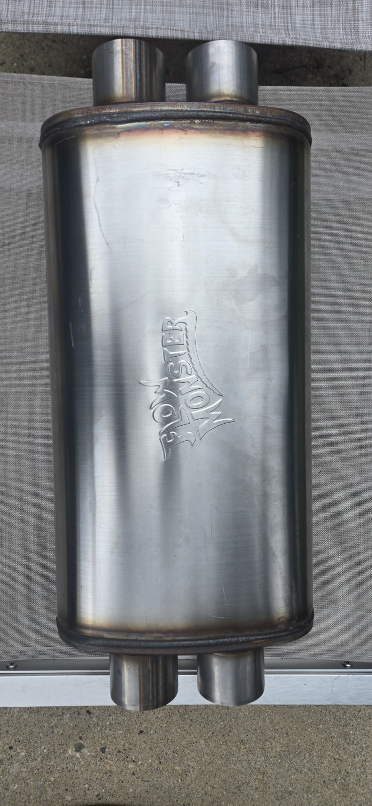 Flowmonster 12599-FM 409Ss Oval Case Absorption Muffler FLOW MONSTER MUFFLER Flowmonster 12599-FM 409Ss Oval Case Absorption Muffler FLOW MONSTER MUFFLER