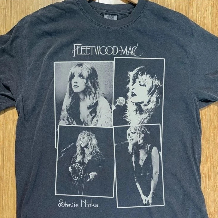 Stevie Nicks Fleetwood Mac band 90s Retro style Black T shirt vtg Size S to 5XL