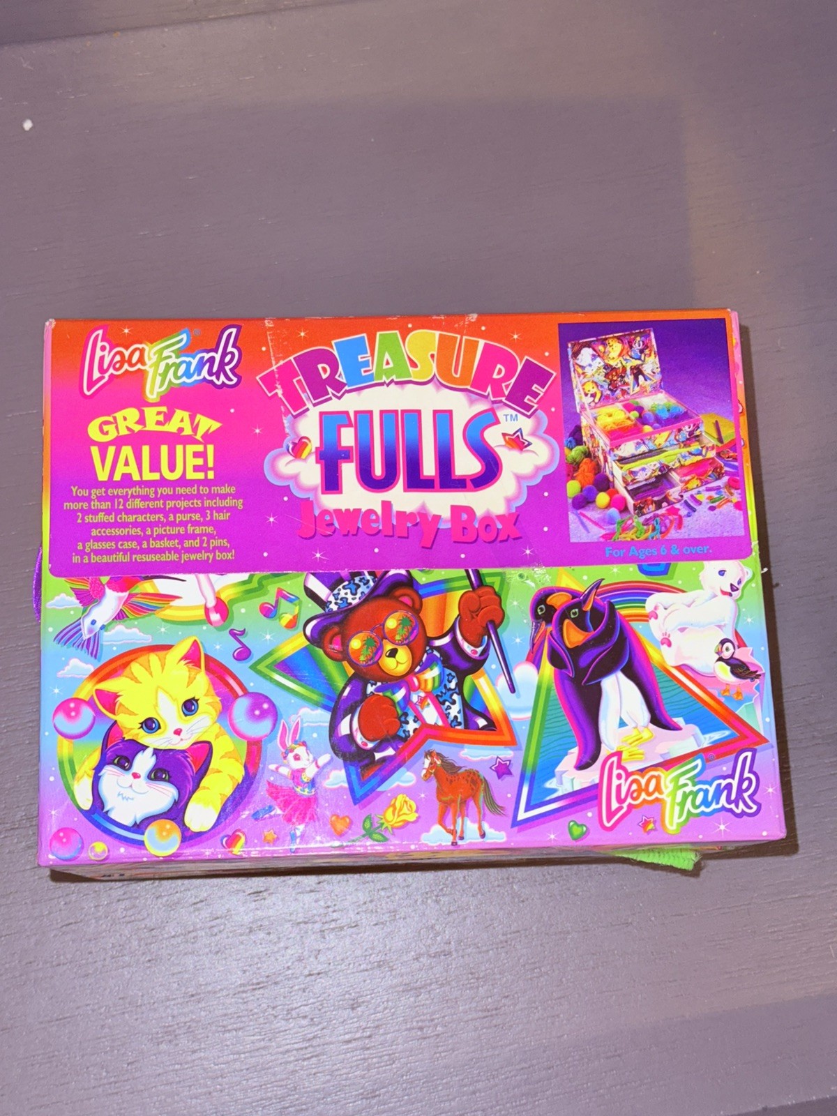 Vintage Lisa Frank Treasure Fulls Jewelry Box Chest