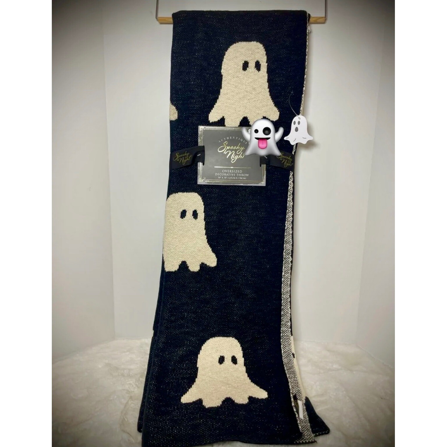 Authentic Spooky Night Ghost Throw Blanket Oversized Halloween Decor 50x70