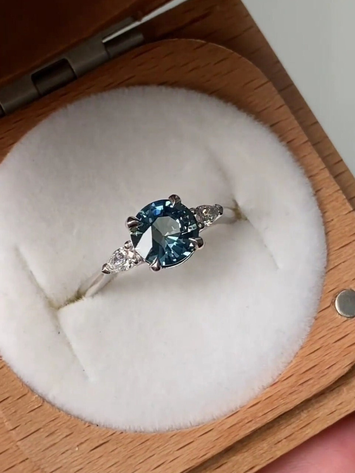 Teal montana sapphire ring vintage teal sapphire ring round cut teal ring