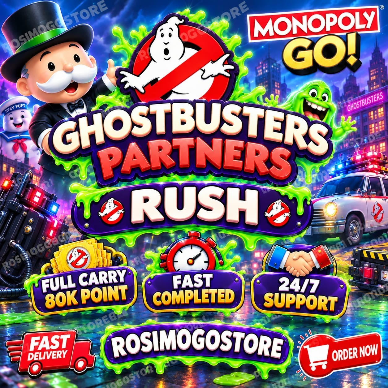 Monopoly Go GHOSTBUSTERS Partner Event RUSH Fast Completed-Full Carry 80k Point