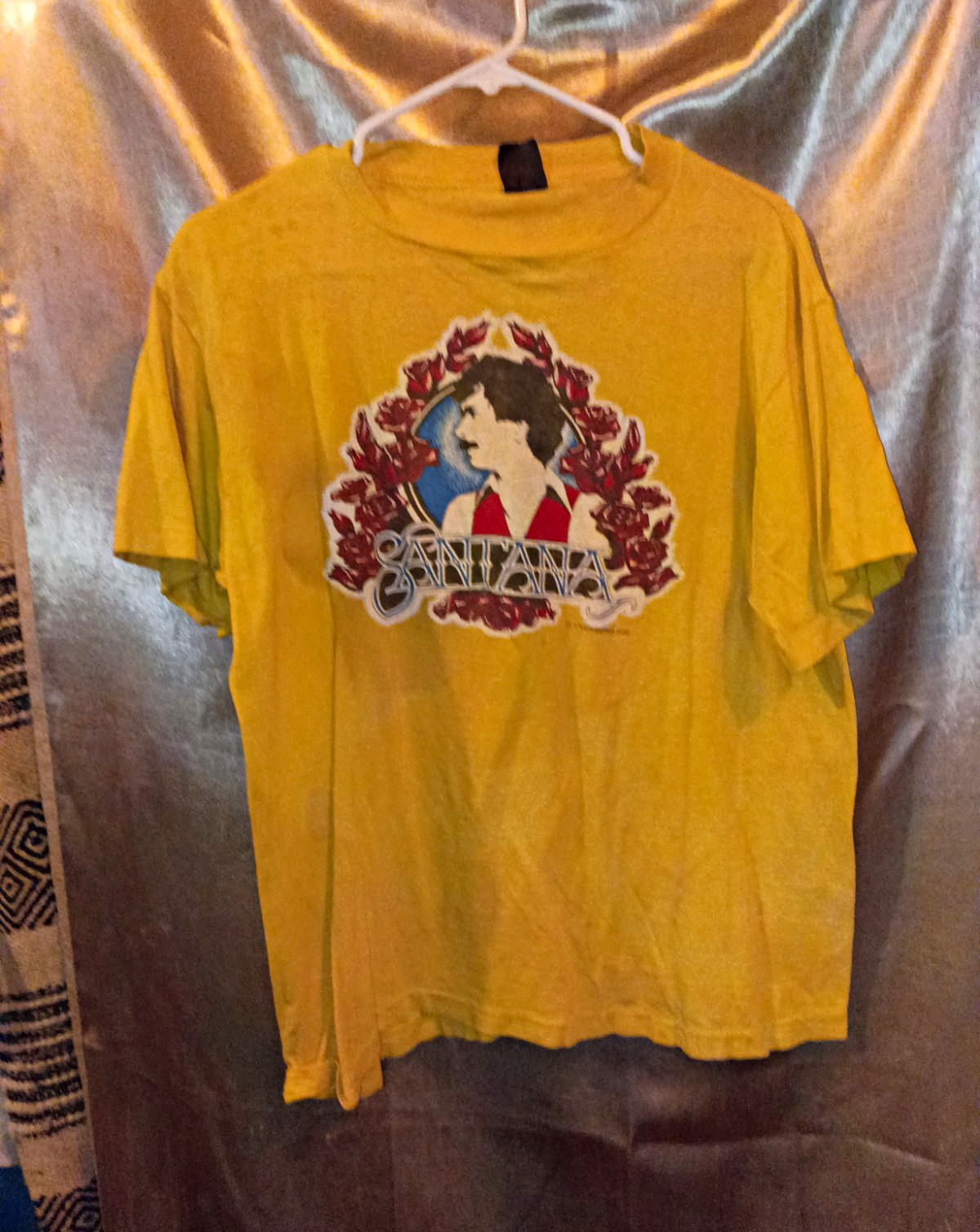 Vintage 1980 Santana Tour 80 Concert T Shirt Yellow Single Stitch 80s Rock