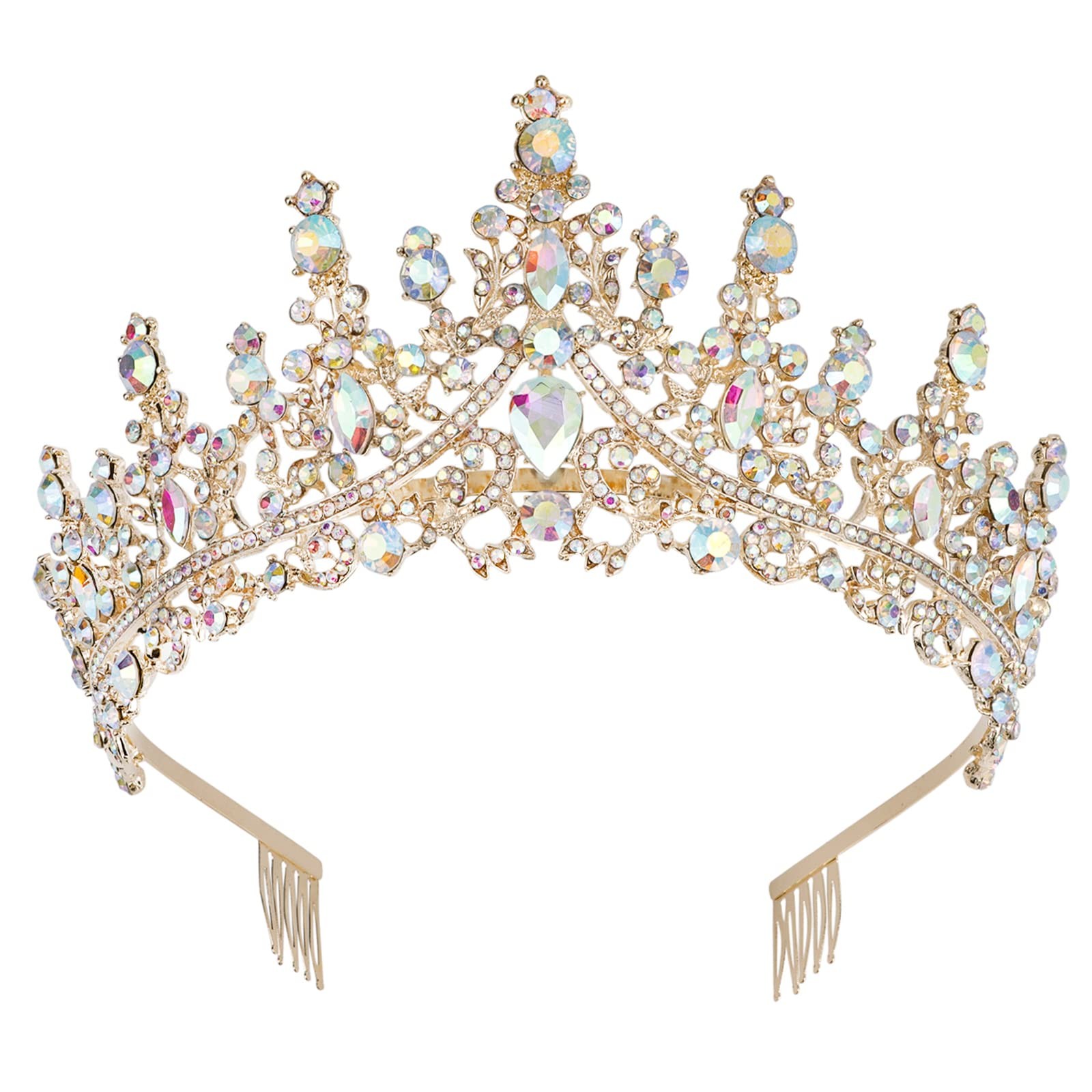 COCIDE Gold Crowns for Women Tiaras 1 Count (Pack of 1), T6,Gold AB Crystal