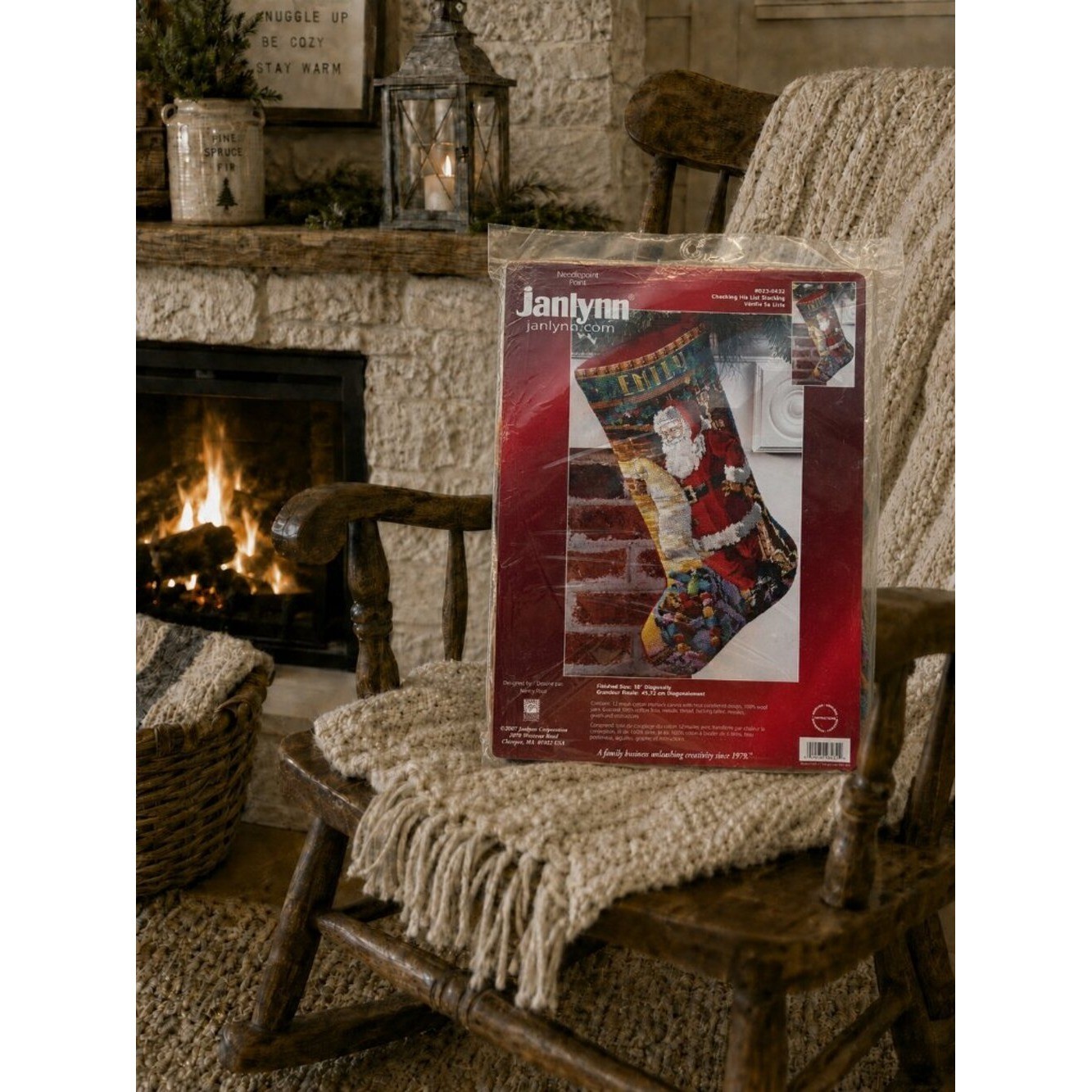 (2007) Janlynn Checking His List Santa Needlepoint Stocking Kit 023-0432