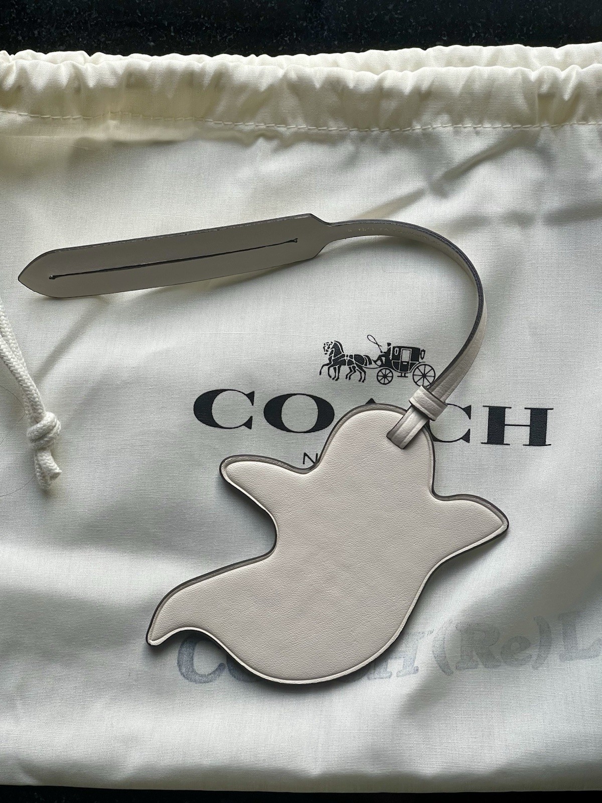 Coach Remade Flying Ghost Bag Charm “Chalk” White CEK53 w/dust bag - Halloween