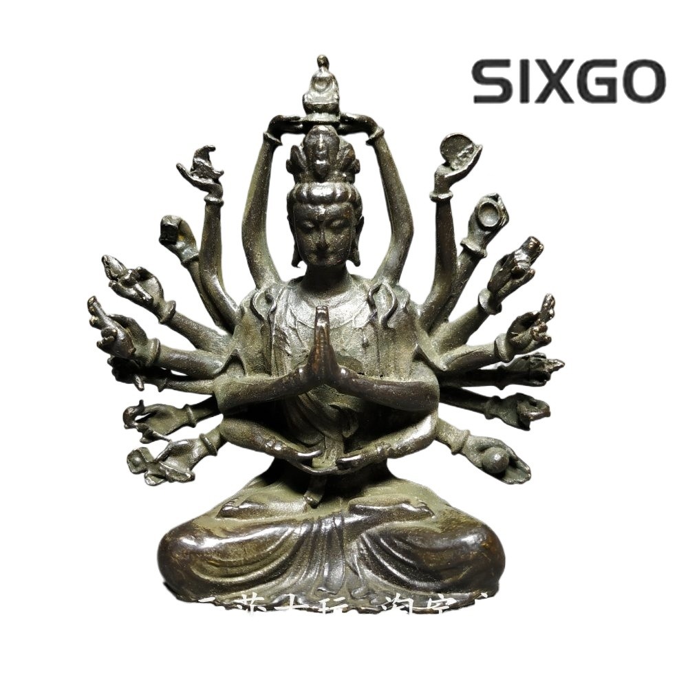   Antique Alloy Thousand Hand Guanyin Buddha Statue Home Desktop Decoration