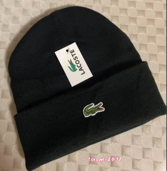 LACOSTE Sports Casual Winter Warmth Knitted Hat Beanies Cap black unisex LACOSTE Sports Casual Winter Warmth Knitted Hat Beanies Cap black unisex