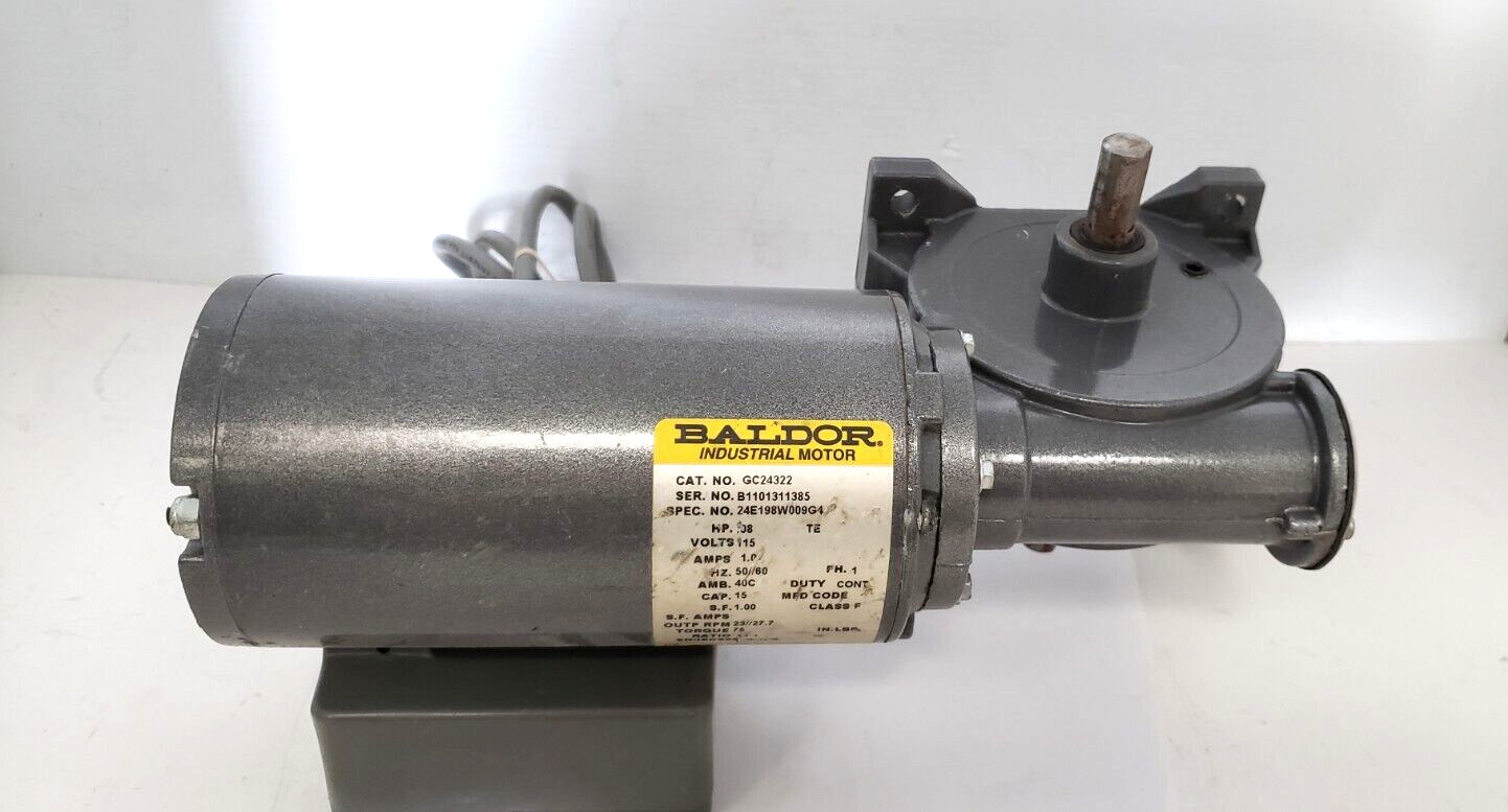 BALDOR GC24322 GEAR MOTOR, .08HP, 115 VOLTS, 1.0 AMPS, 50/60Hz