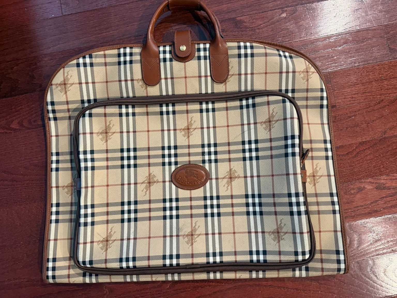 Burberrys Nova Check Folding Garment Bag Brown Trim Travel Suit Carrier Burberrys Nova Check Folding Garment Bag Brown Trim Travel Suit Carrier
