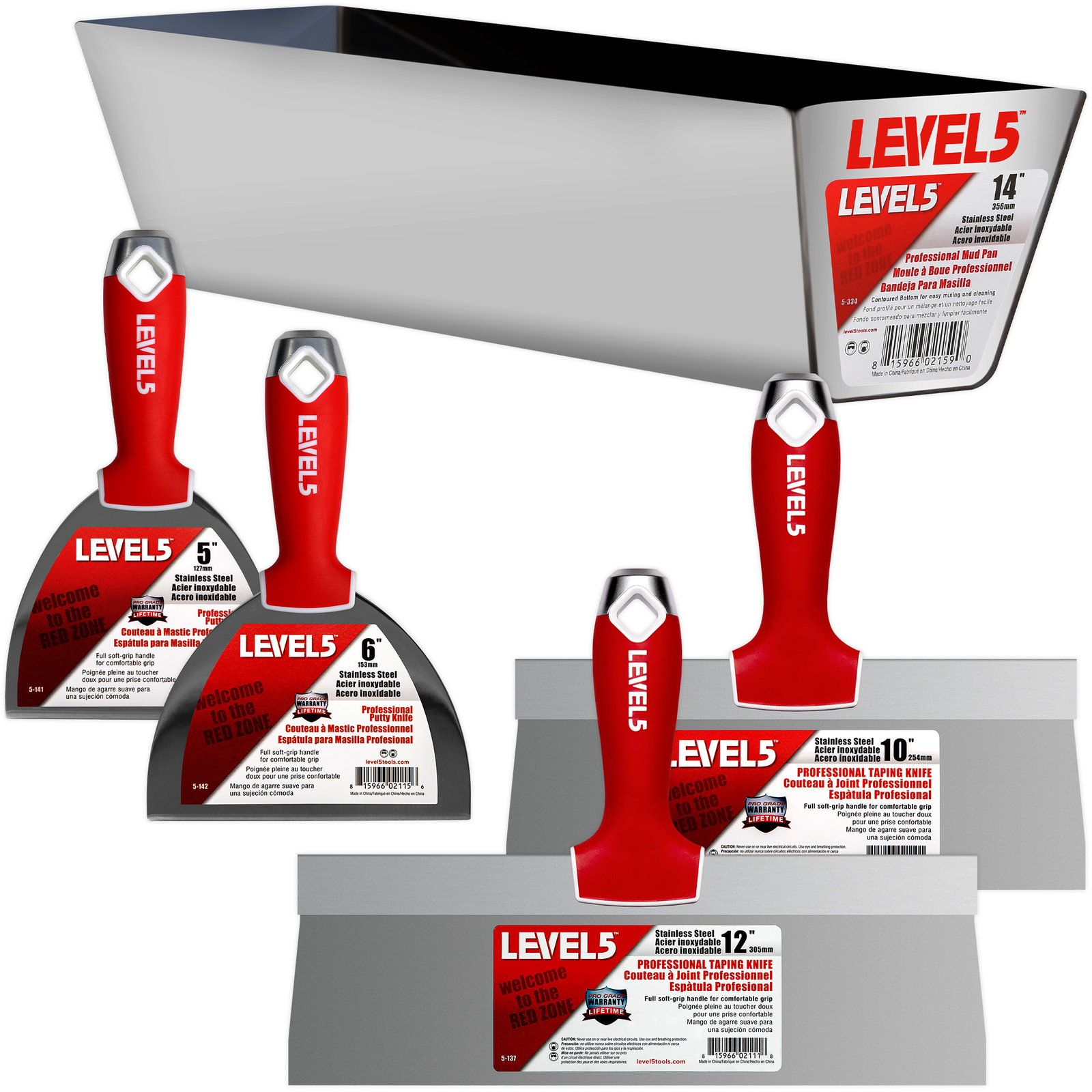 LEVEL5 Drywall Finishing Tool Set 5 Pieces | STAINLESS STEEL | 5-600 LEVEL5 Drywall Finishing Tool Set 5 Pieces | STAINLESS STEEL | 5-600