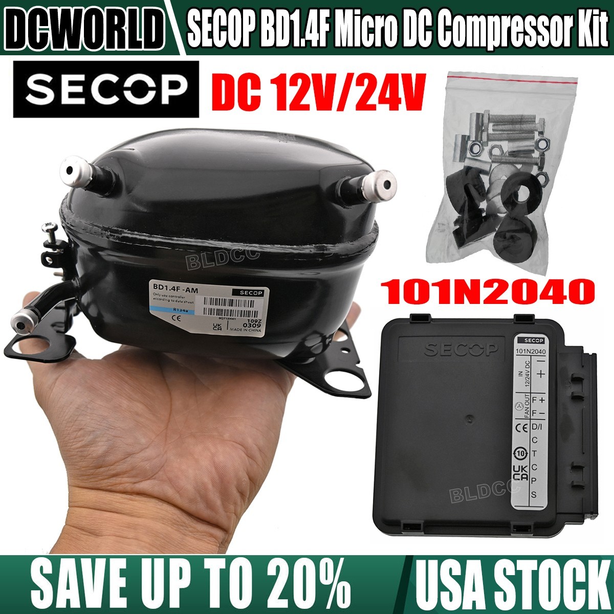12V 24V SECOP BD1.4F Micro Refrigeration Compressor Fridge Freezer Marine R134a