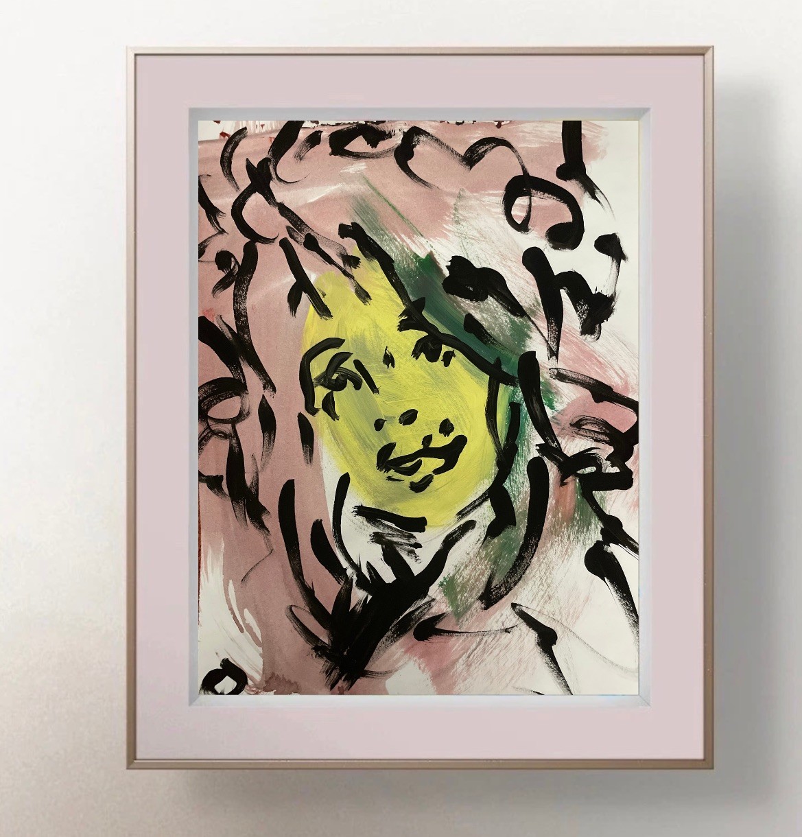 OMAN Original Painting Abstract Portrait Woman Pop Art Face Paper 8.5x11 Signed
