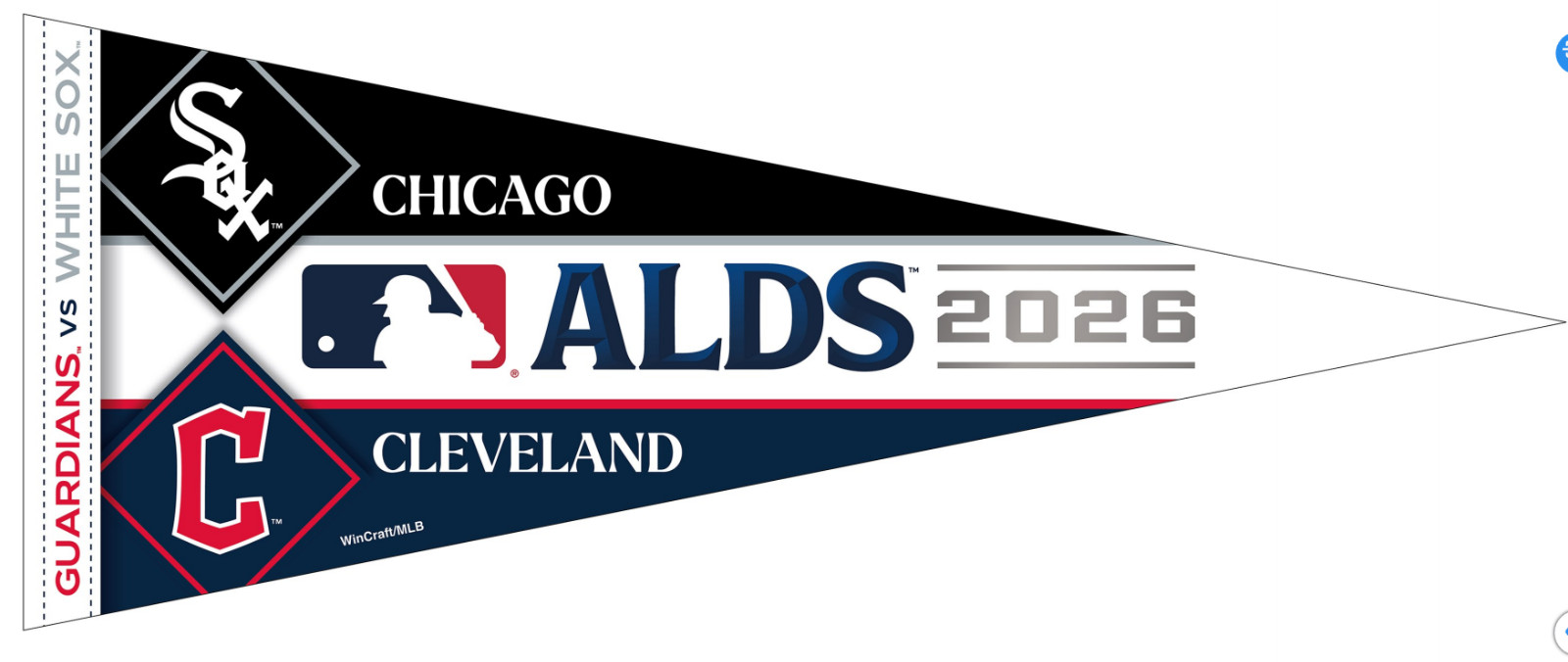 2026 ALDS Chicago White Sox Cleveland Guardians Duel 12x30 Premium Pennant 2026 ALDS Chicago White Sox Cleveland Guardians Duel 12x30 Premium Pennant