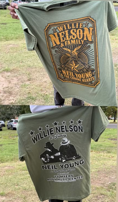 Willie Nelson Neil Young Shirt Mann Music Center 2026 Reprint