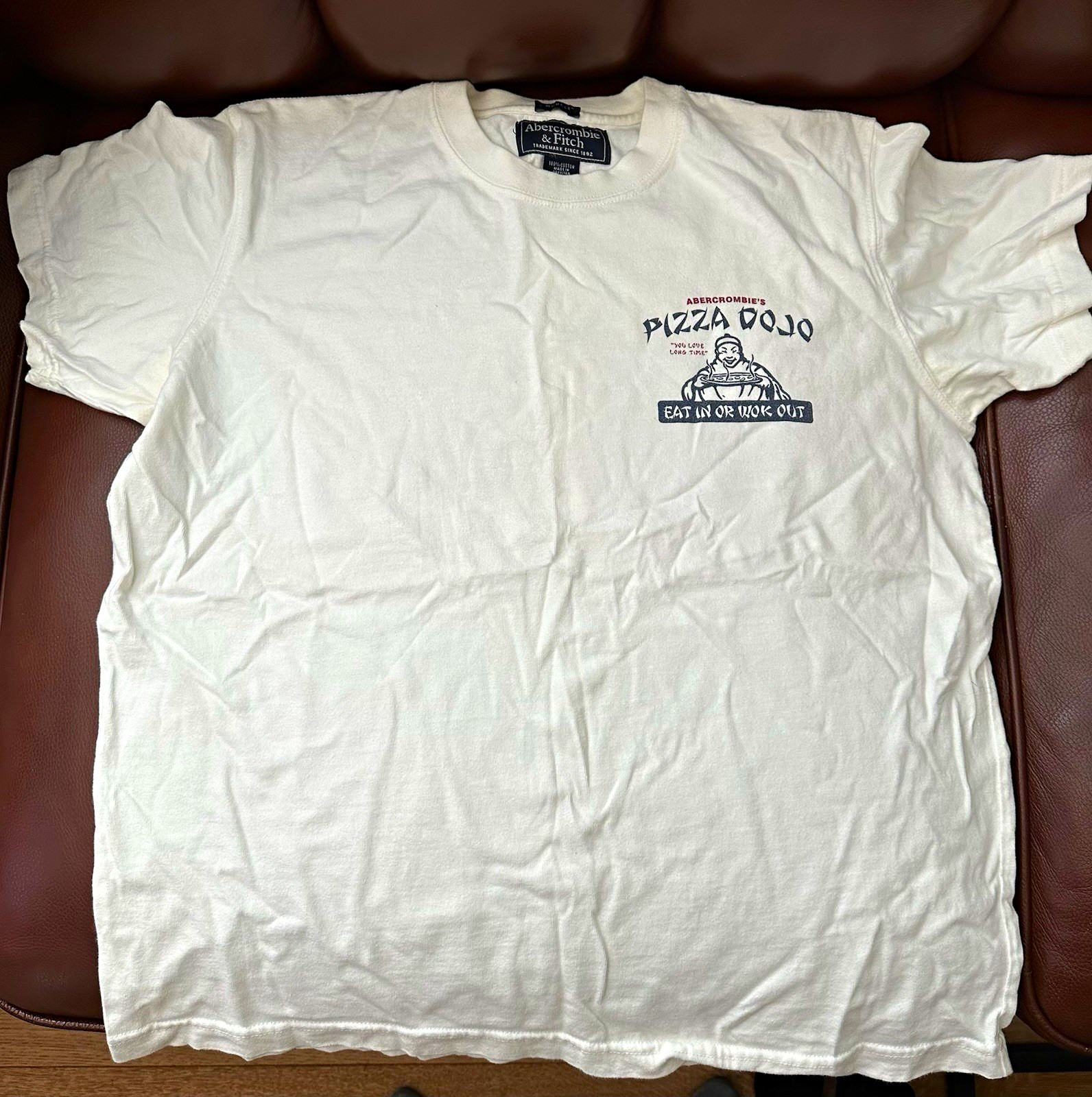 VINTAGE 2002 Abercrombie & Fitch Pizza Dojo Banned T-Shirt Rare Y2K Archive