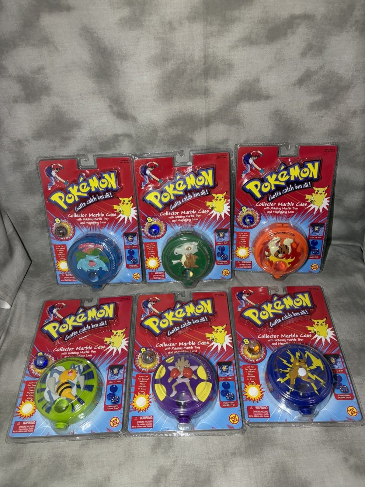 Toy Biz Pokemon Collector Marble Case Lot Of 6 - Brand New Sealed