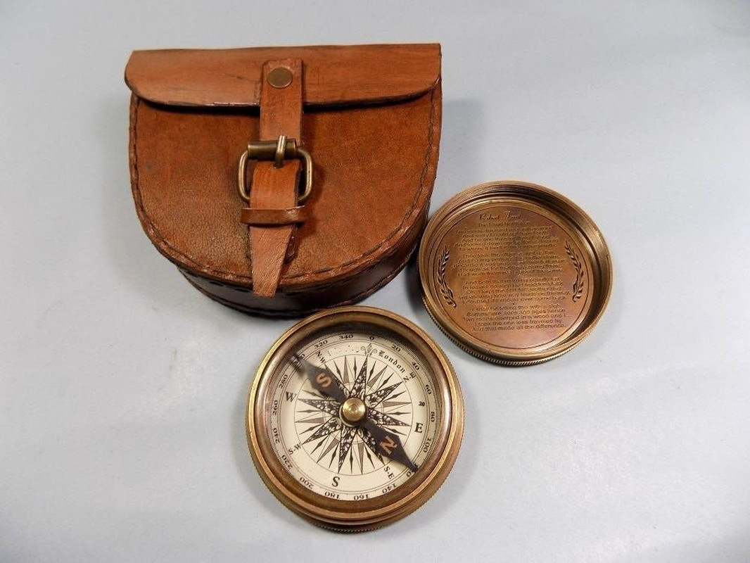 Authentic Vintage Brass Pocket Compass with Leather Case Rustic Vintage Home Authentic Vintage Brass Pocket Compass with Leather Case Rustic Vintage Home