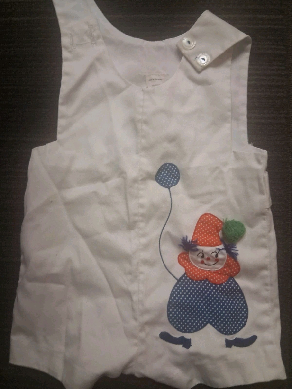 Vintage Baby Boy Outfit Overalls Shorts Clown Design Size 24 Months