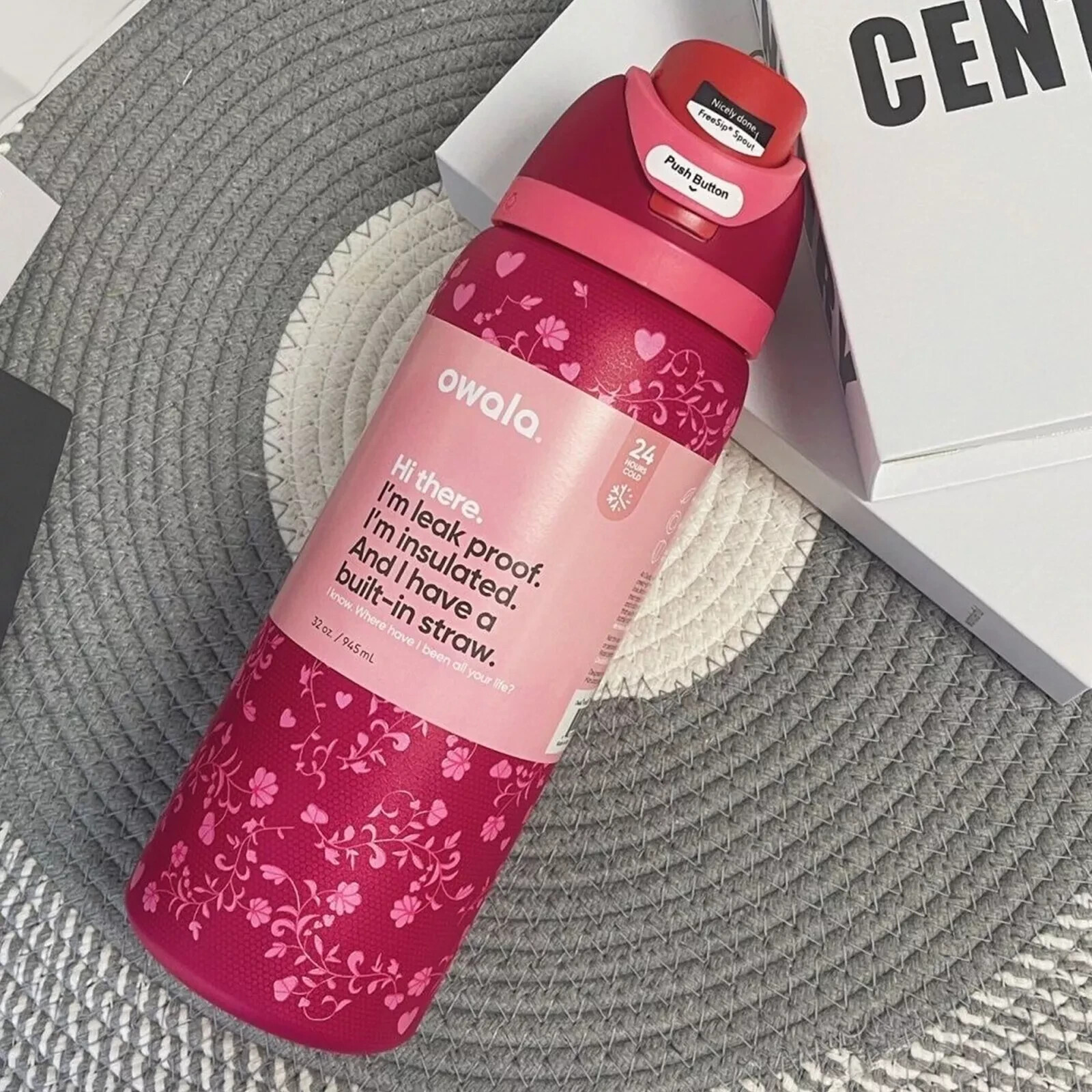 32OZ Owala FreeSip Water Bottle Love Letter Special Edition PINK - 2025 NEW