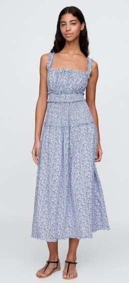 NWOT Gap × DÔEN Blue Floral Midi Dress, Sz M, Smocked Boho Fairy Peasant Cottage NWOT Gap × DÔEN Blue Floral Midi Dress, Sz M, Smocked Boho Fairy Peasant Cottage