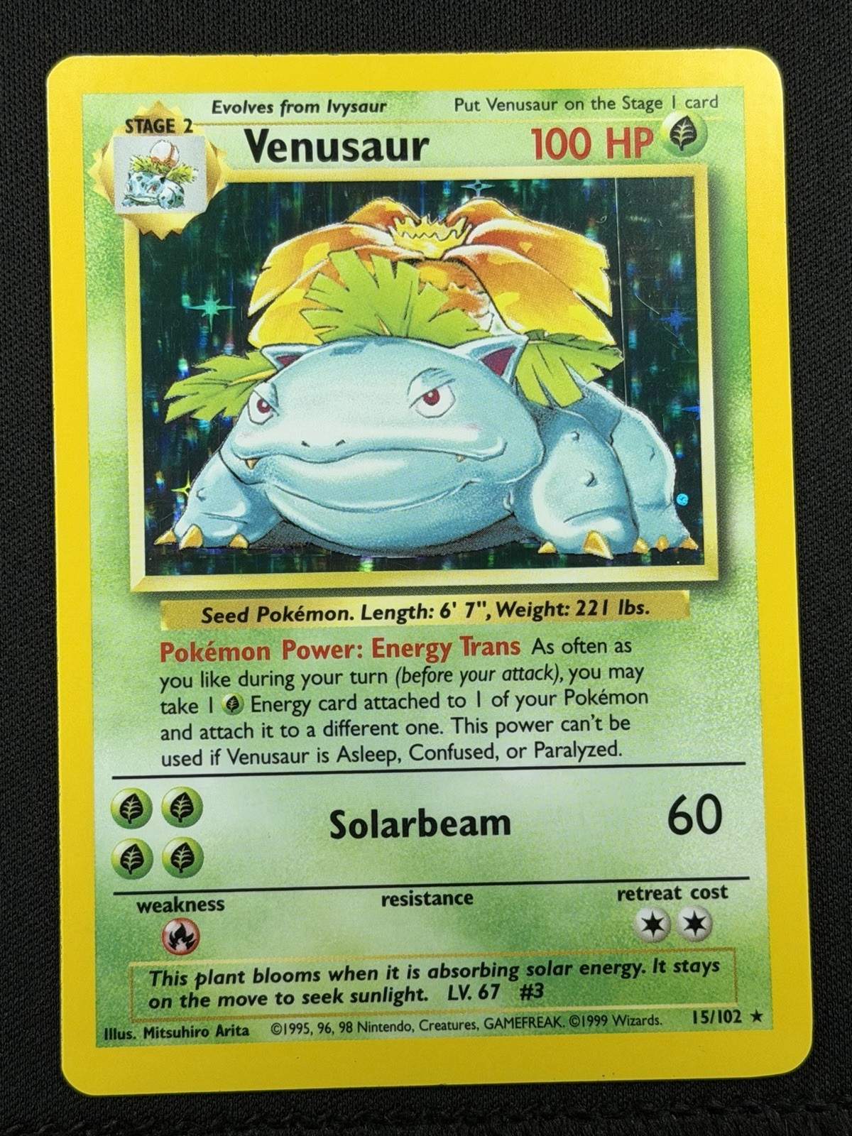 1999 POKEMON BASE SET UNLIMITED #15/102 VENUSAUR RARE HOLO