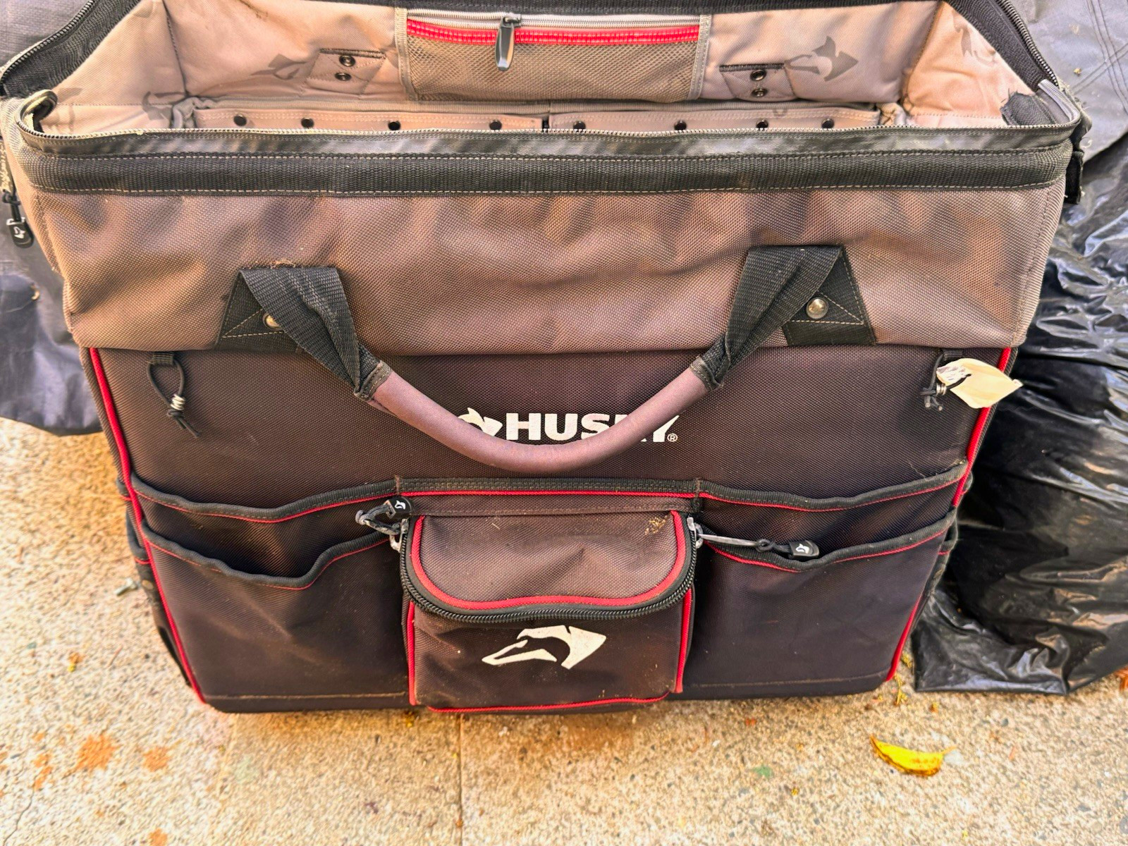 Husky Rolling Tool Bag w/ Wheels Telescoping Handle Water Resistant Pockets