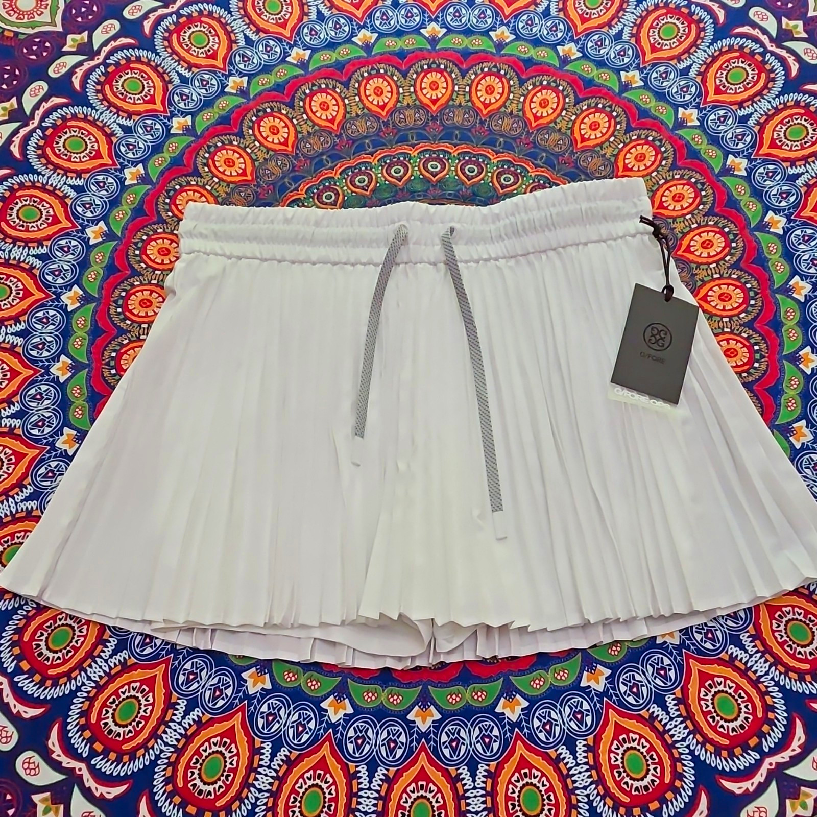 G/FORE Women’s Pleated Stretch Golf Skort White Size M Drawstring Waist
