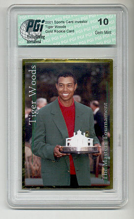 Tiger Woods 2001 SCI  MASTERS PGI 10 Gold rookie card 