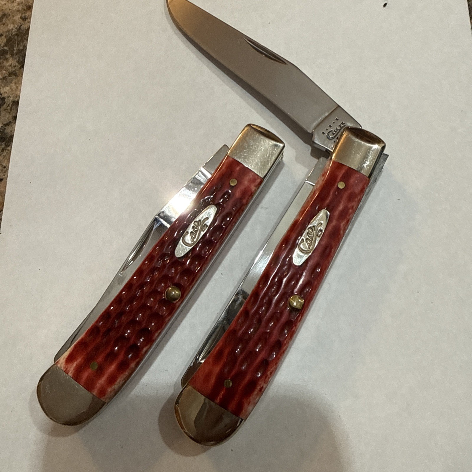 2000 Case XX 6254 Trapper Red Jigged Bone Handle Folding Pocket Knife
