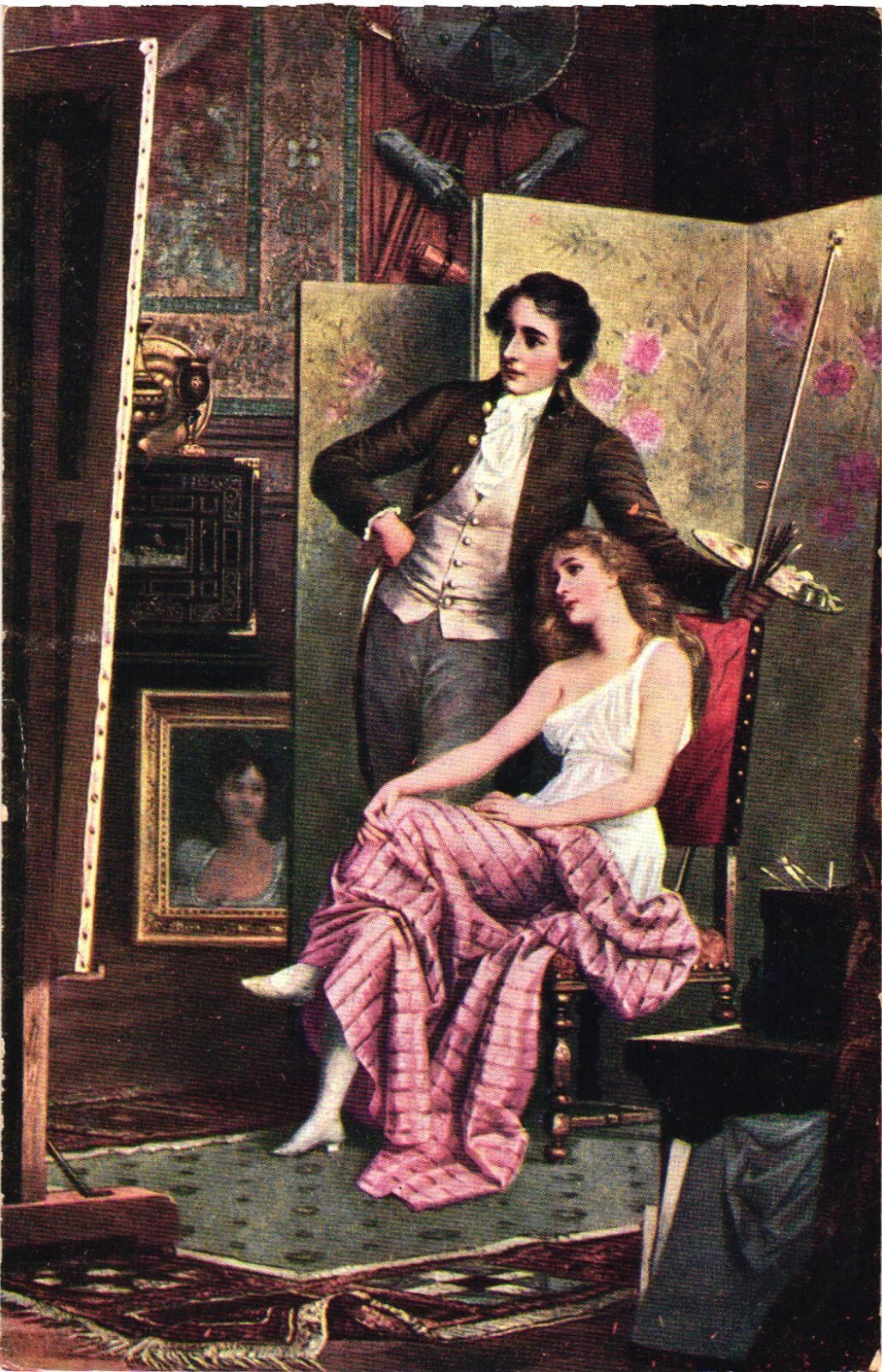 Artist & Model In Studio by C. Schweninger Divided Back Postcard Unused Artist & Model In Studio by C. Schweninger Divided Back Postcard Unused