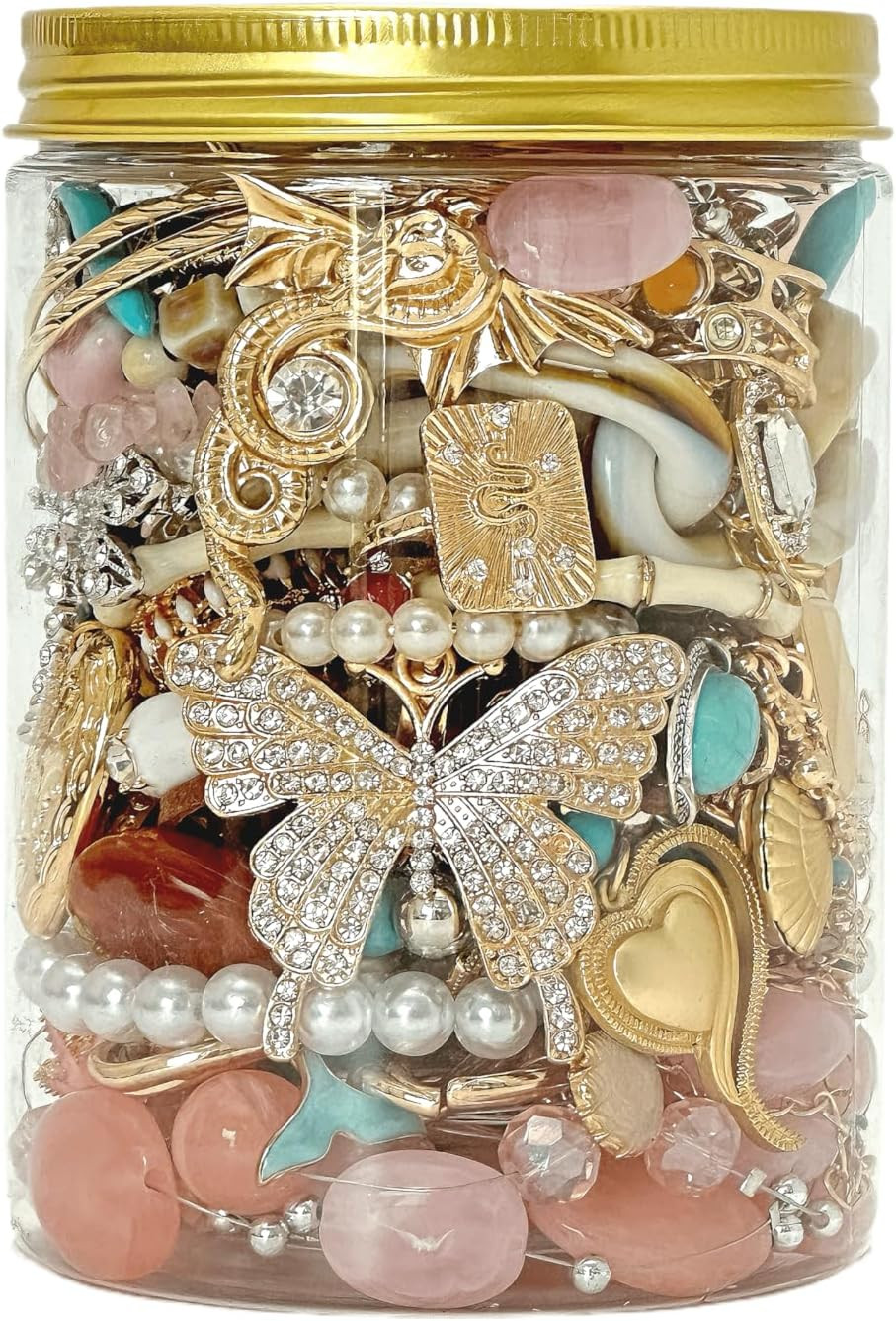 45-50 Pcs Mystery Jewelry Jar, Surprise Jewelry Set for Woman Includes Necklaces