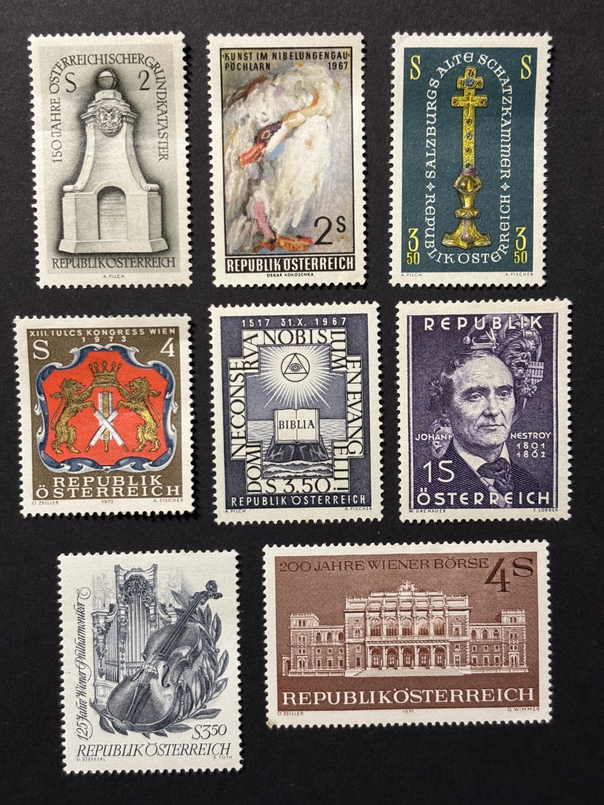 Austria: 15 stamps from various sets; Most are MHR