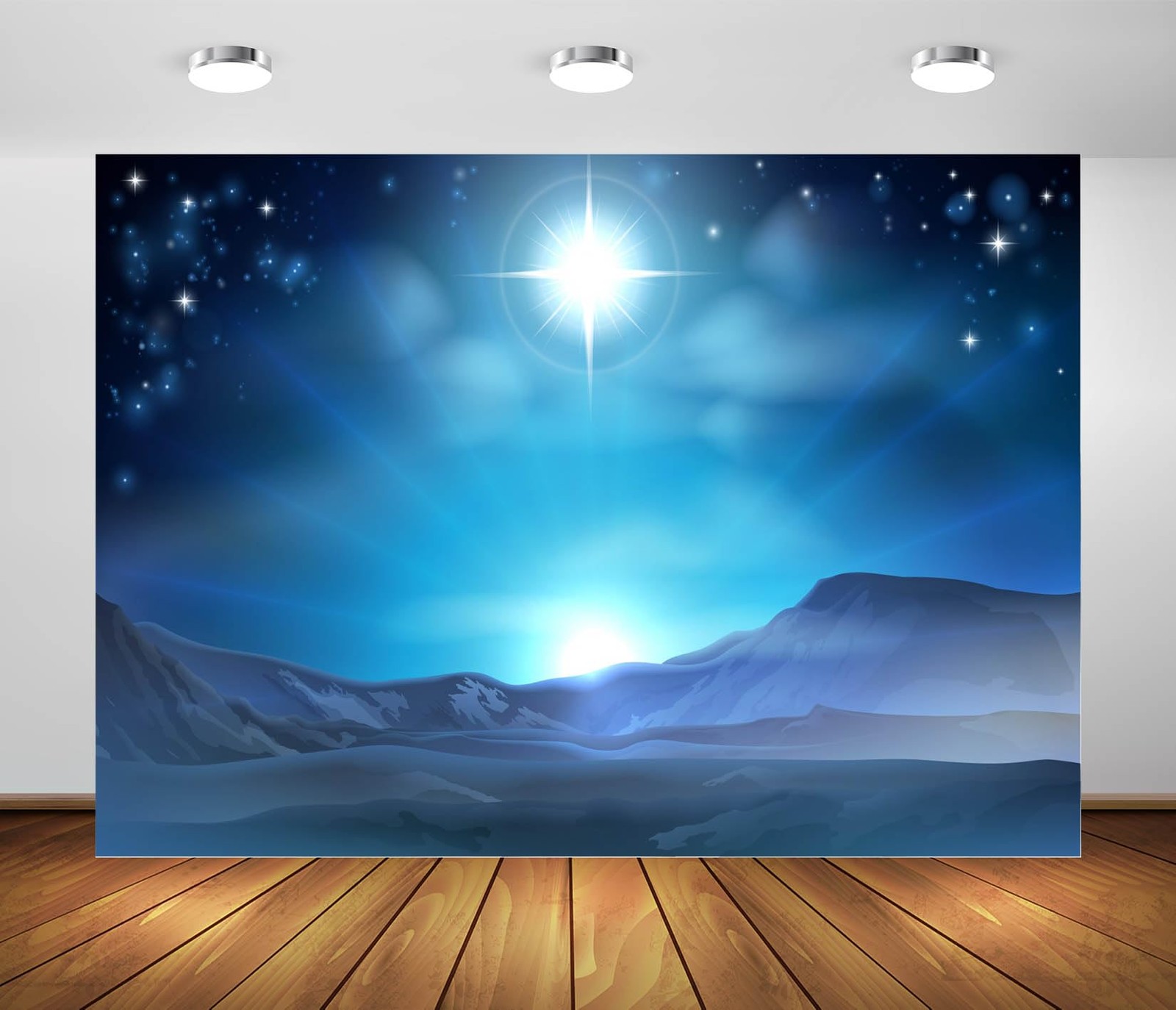 BELECO 7x5ft Fabric Nativity Scene Backdrop Christmas Star Night Star of Bethleh