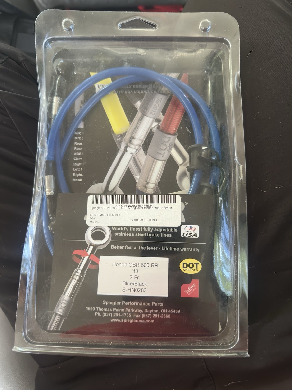 Spiegler Brake Lines 2 Front for Honda CBR600RR 2013-21 Over-Fender Blue Spiegler Brake Lines 2 Front for Honda CBR600RR 2013-21 Over-Fender Blue