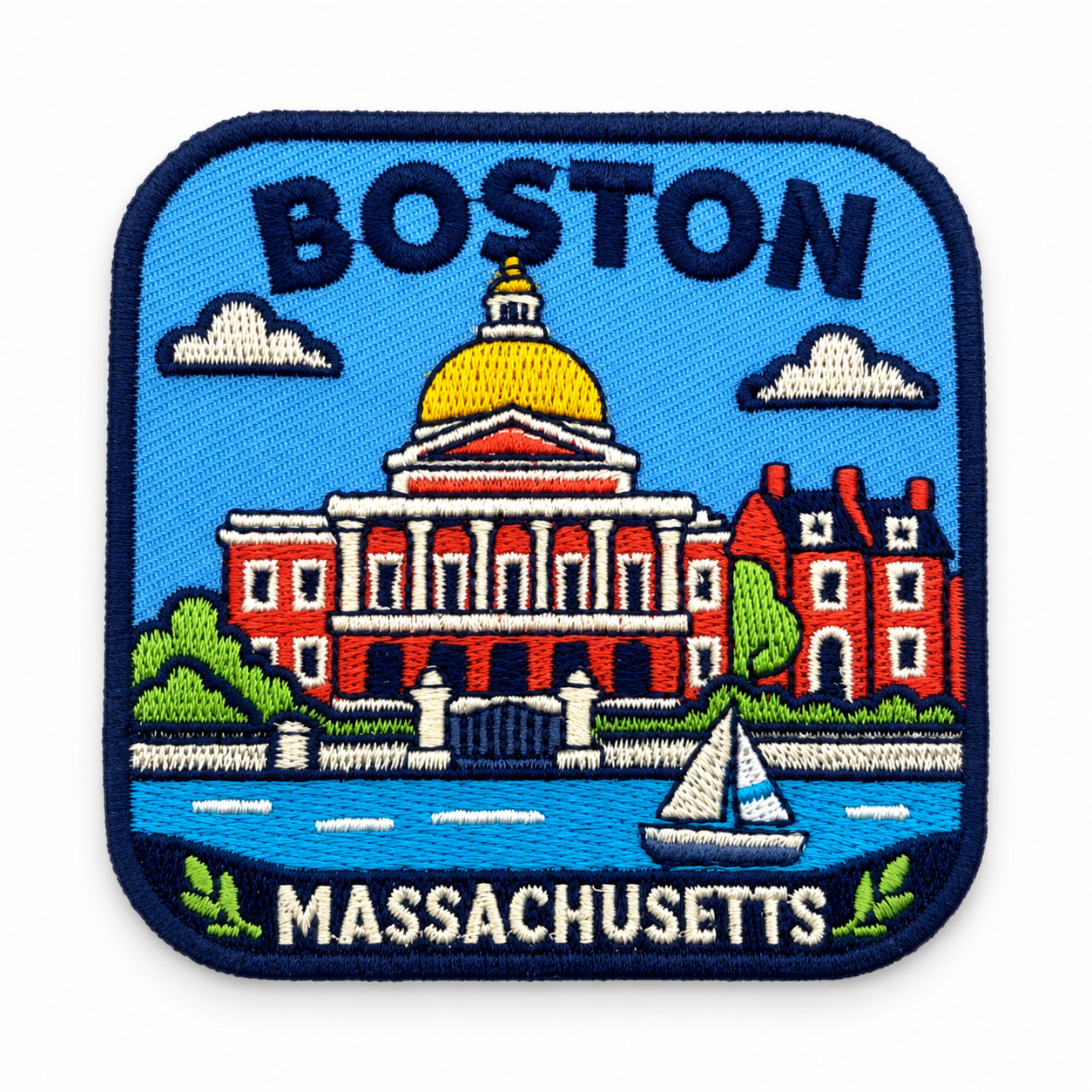 Boston Massachusetts Patch – 3 Inch Embroidered Iron-On Travel Souvenir