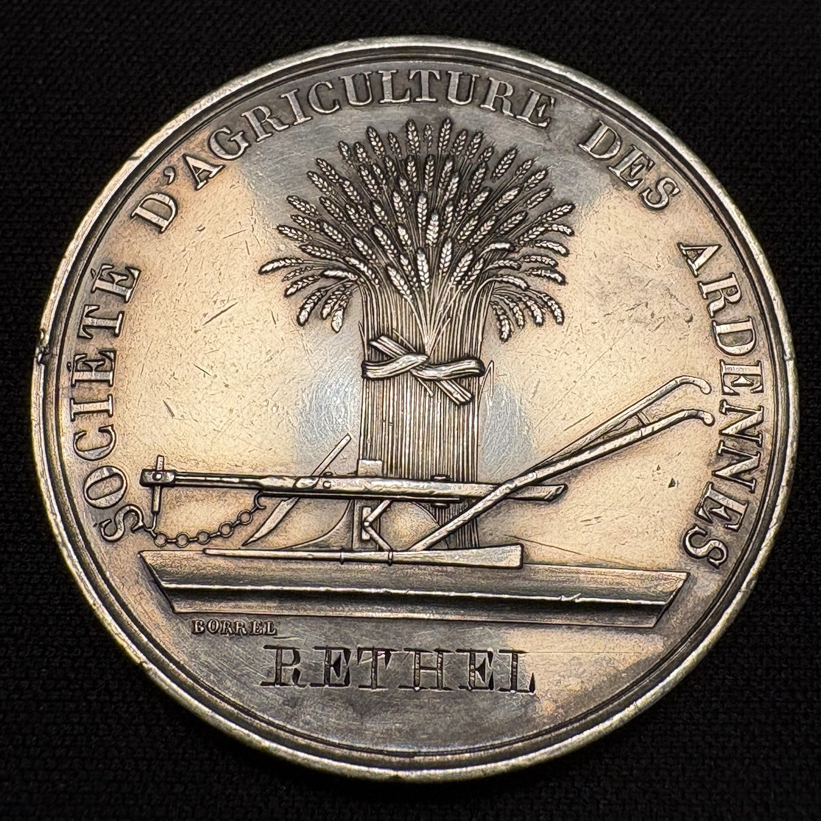 France 1867 Large Silver Agriculture Medal Rethel Ardennes 1800s Token