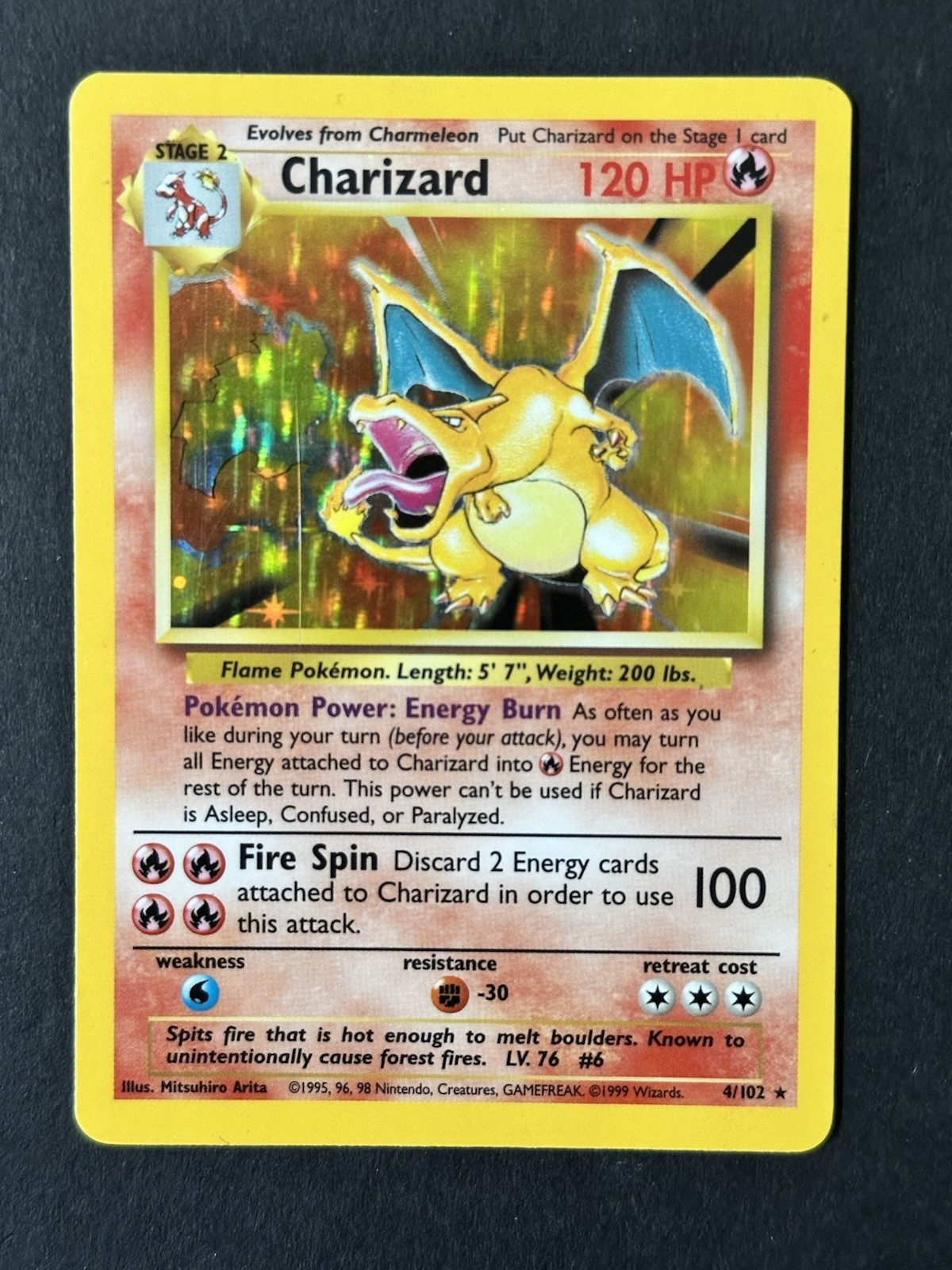 Charizard 4/102 Holo Base Set Pokemon 1999