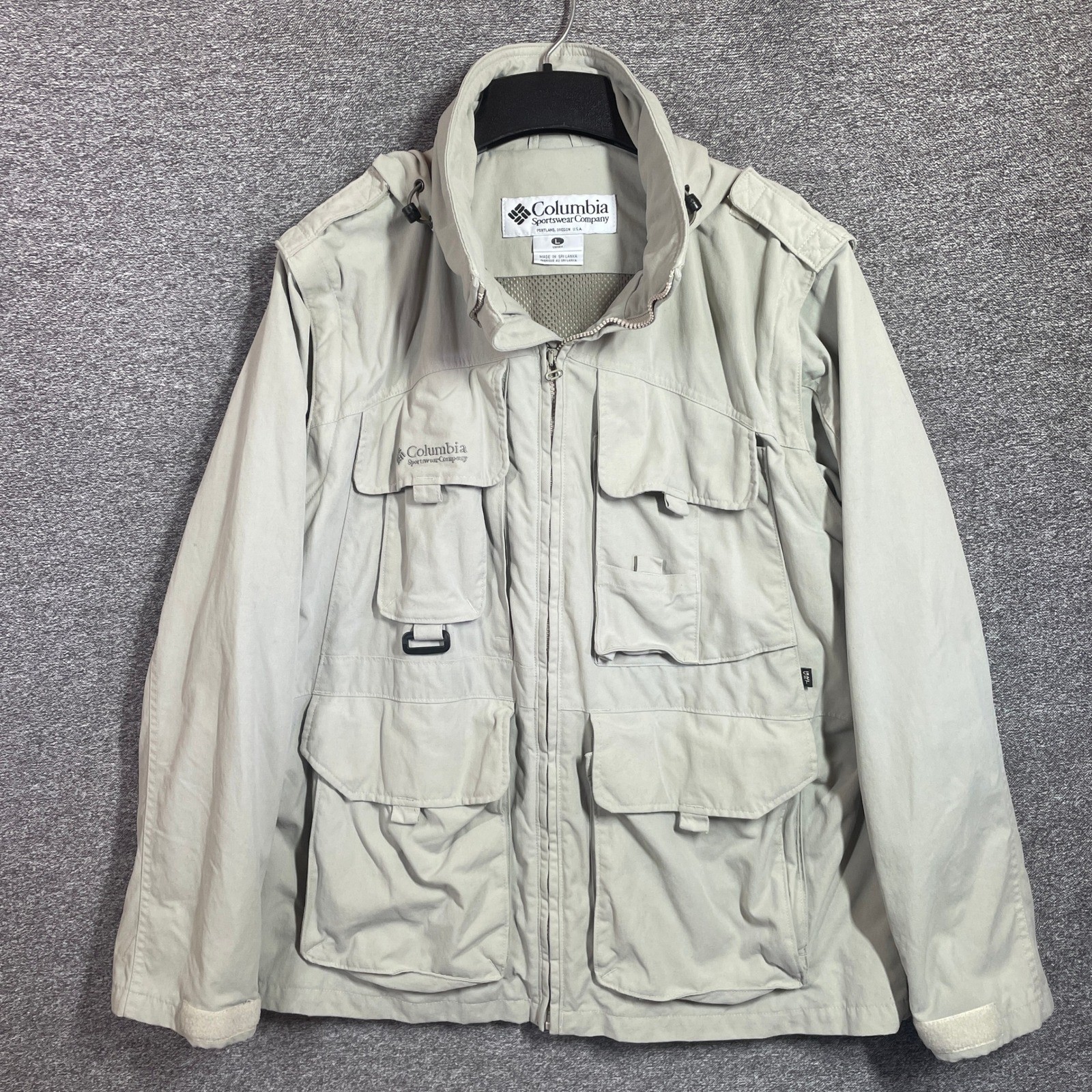 Columbia Sportswear GRT Convertible Jacket Vest Mens Large Tan Khaki Zip Off Columbia Sportswear GRT Convertible Jacket Vest Mens Large Tan Khaki Zip Off
