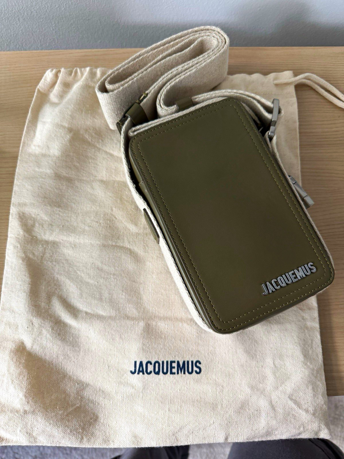 Jacquemus Green Vertical Crossbody Bag, Canvas Strap w/ OG Dust Bag Jacquemus Green Vertical Crossbody Bag, Canvas Strap w/ OG Dust Bag