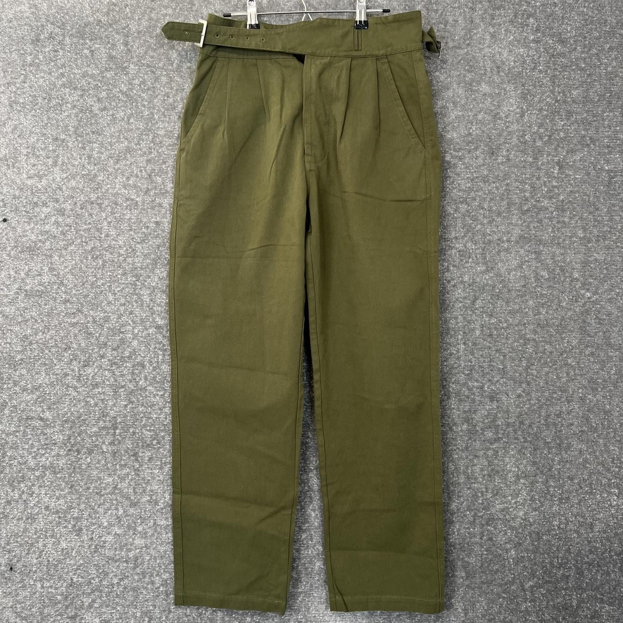 Okonkwo Mfg Men’S Green Adjustable Fatigue Military Pants Size 30X29 Cotton