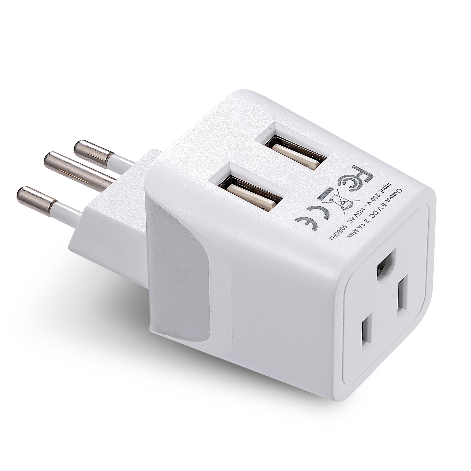 Ceptics USA to Brazil Travel Adapter Plug - Type N - Dual USB (CTU-11C) Ceptics USA to Brazil Travel Adapter Plug - Type N - Dual USB (CTU-11C)